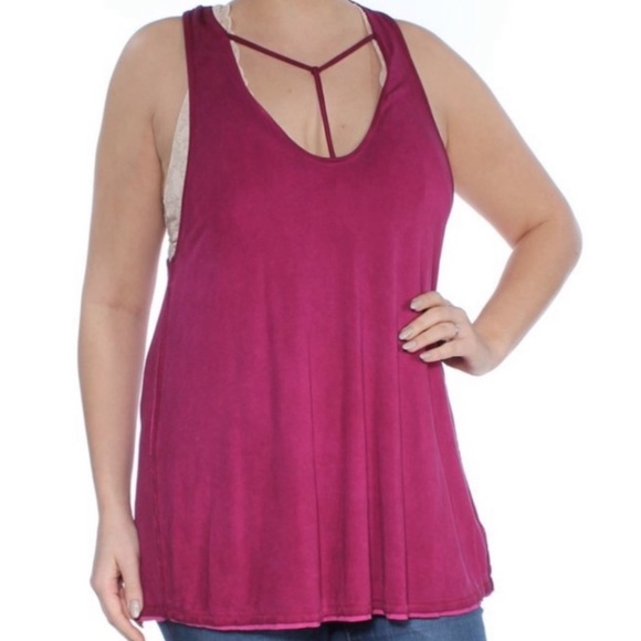 We The Free Tops - NWT Free People We The Free Raspberry T-Strap Racerback Tank Top